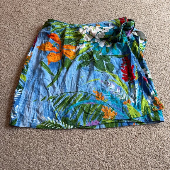 Jams World Skirt Wrap Mini Vintage Tropic Garden Floral Hawaii MEDIUM #W835-TRGA - Picture 1 of 9